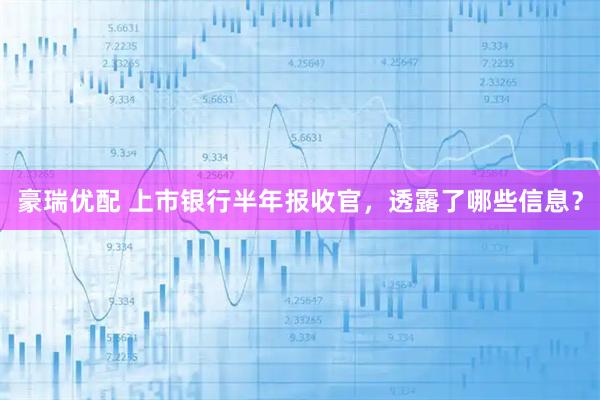 豪瑞优配 上市银行半年报收官，透露了哪些信息？