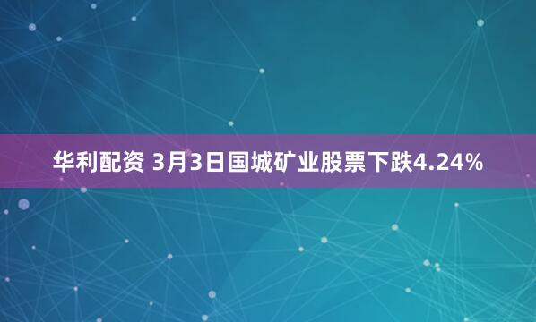 华利配资 3月3日国城矿业股票下跌4.24%